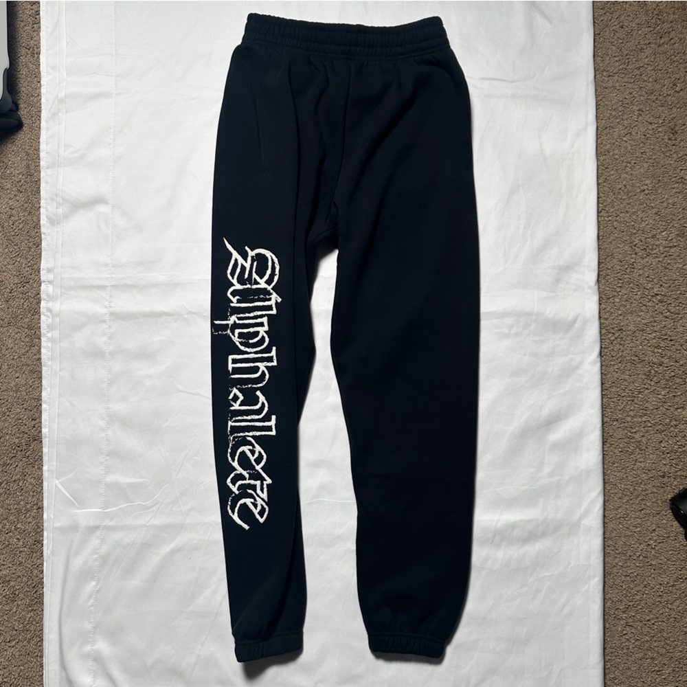 Alphalete Black Sweatpants with White Logo NWOT